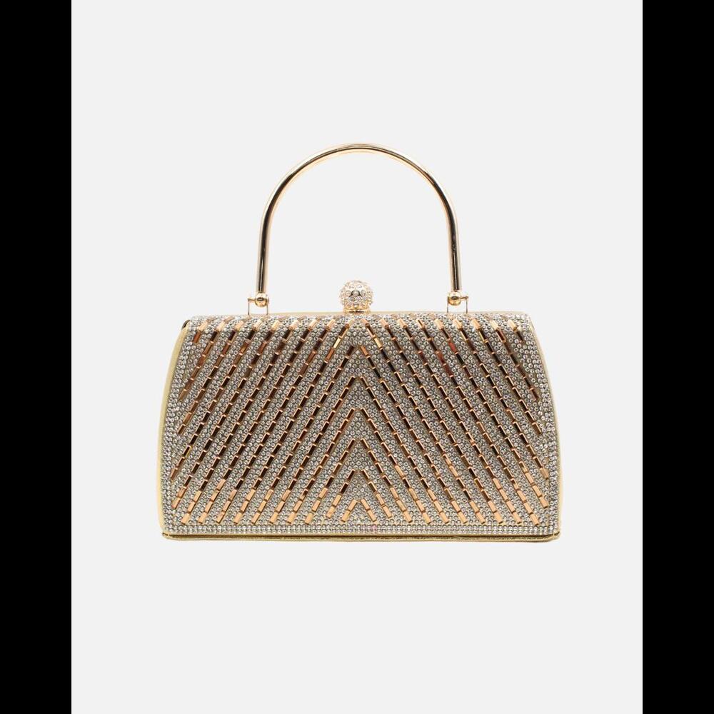 Luxe Diamond Clutch - Elegant Gold and Silver Design - Compact Size